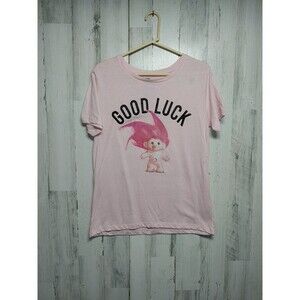 Trolls Women's Juniors Shirt Pink Good Luck Large Tee